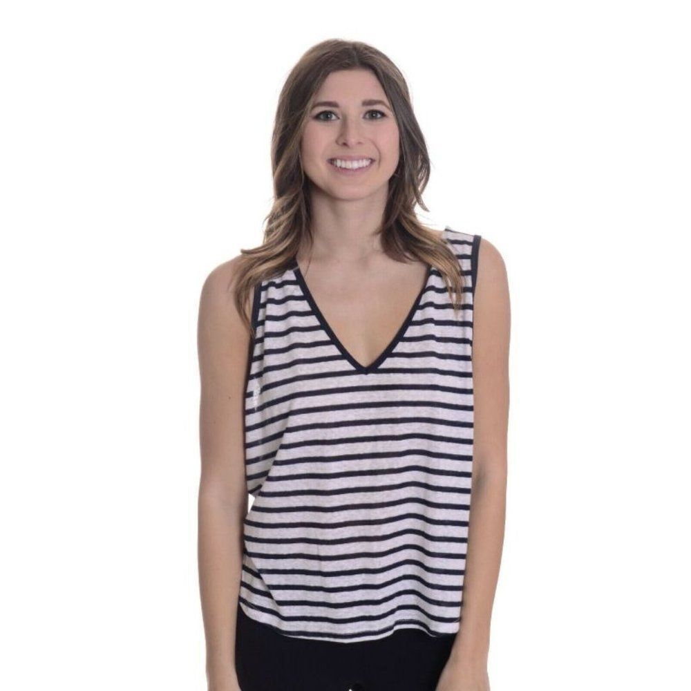 LNA Blue V Swing Jersey Knit Sleeveless Tank Top